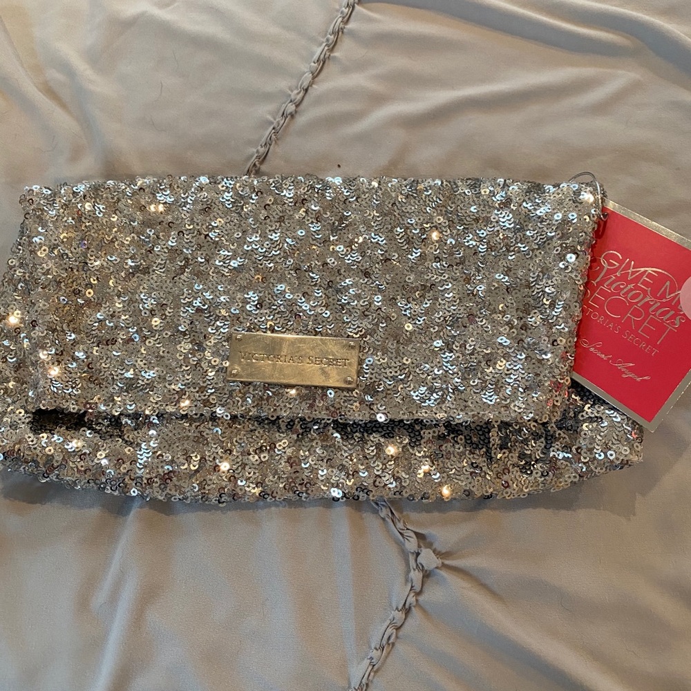 Victoria’s Secret silver sequin clutch